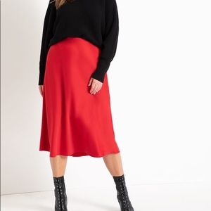 ELOQUII Plus Size Satin Midi Skirt